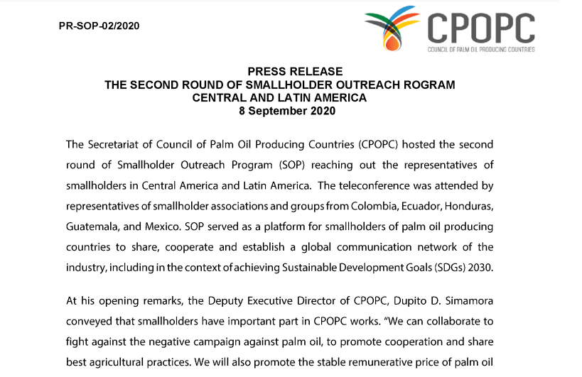 PRESS RELEASE: THE SECOND ROUND OF SMALLHOLDER OUTREACH PROGRAM CENTRAL AND LATIN AMERICA